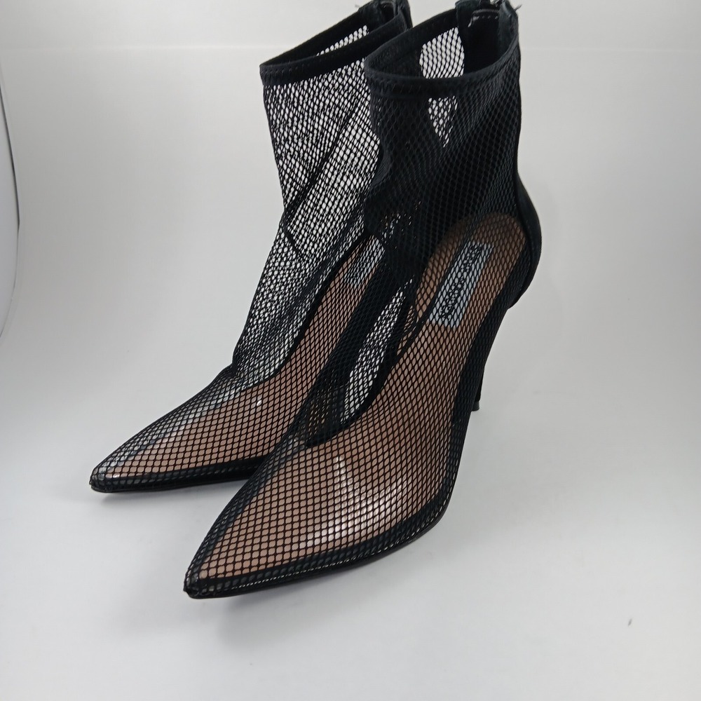 NEW Steve Madden Women's Vielo Black Mesh Suede Zip Bootie Shoe Stiletto Size7.5 - Picture 3 of 9